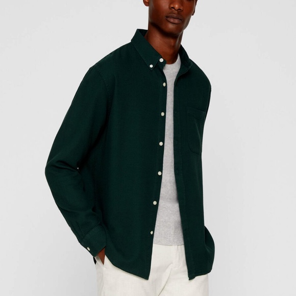 Long Sleeve Waffle Solid Shirt - New With Tags - NEVER WORN - Pine Green